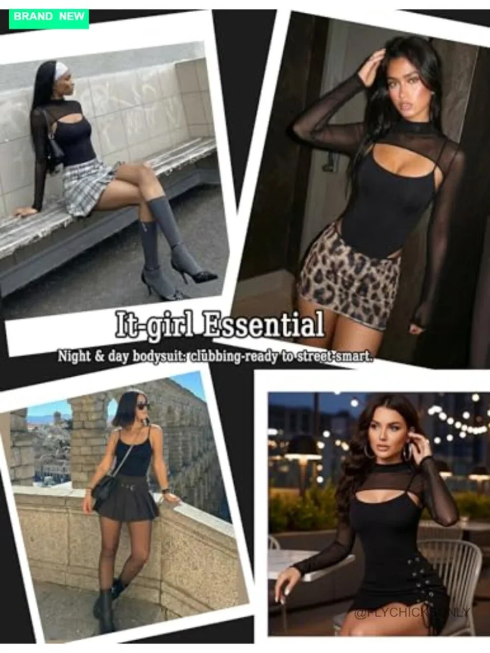 Mesh Long Sleeve Bodysuit Two Piece Outfit Cami Top Shapewear Thong